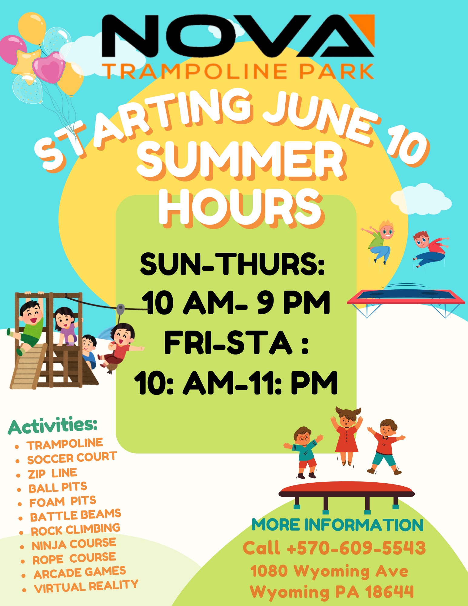 Summer Camp Nova Trampoline Park Wyoming, PA