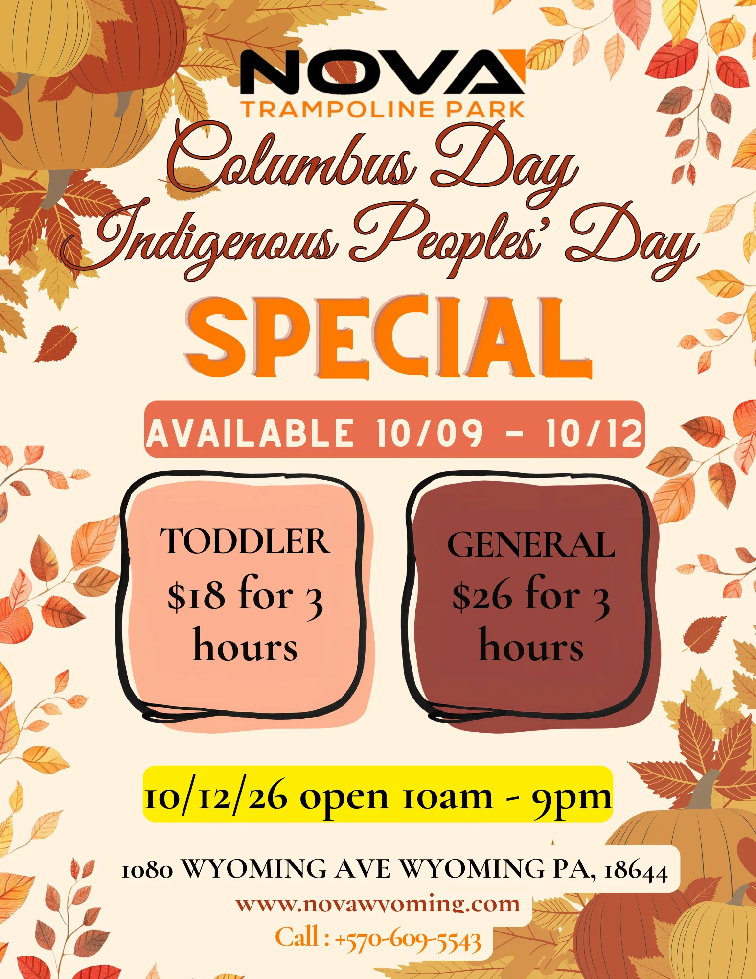 Columbus Day / Indigenous Peoples Day Special, available 10/09 - 10/12
